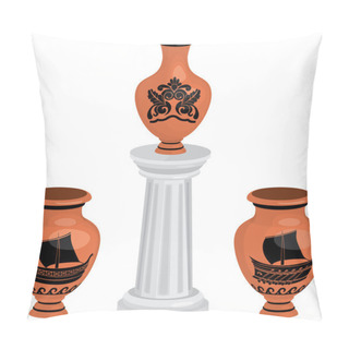 Personality  Antique Greek Vases Set Pillow Covers