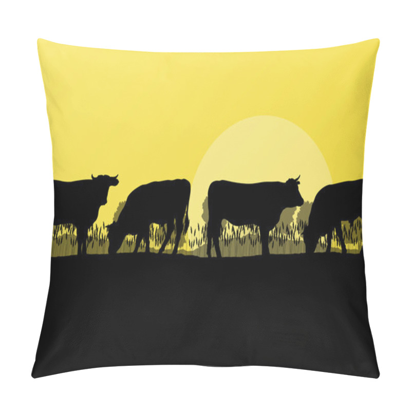 Personality  Beef cattle and milk cow herd countryside farm in wild nature mo pillow covers