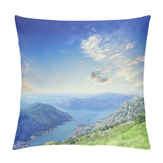 Personality  Aerial ( Bird Eye ) View Of Kotor Bay In Montenegro At Summer. Pillow Covers