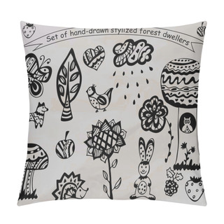 Personality  Background With Cute Forest Animals, Flowers Pillow Covers
