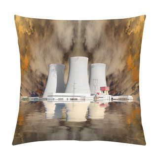 Personality  Explosion Of A Nuclear Power Plant. Environmental Concept. Pillow Covers