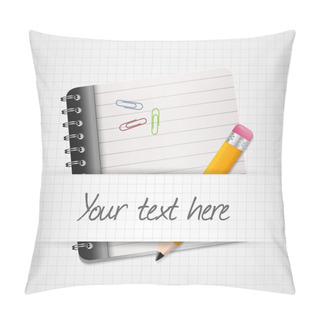 Personality  Yellow Pencil And Notepad Icon. Vector Illustration Pillow Covers
