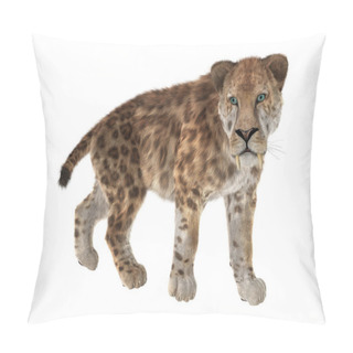 Personality  3D Rendering Saber Tooth Tiger On White Pillow Covers