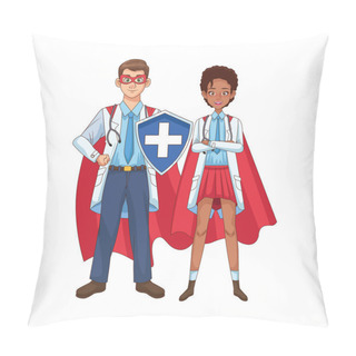 Personality  Super Doctors Interracial Couple With Hero Cloak Vs Covid19 Pillow Covers