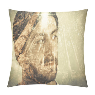 Personality  Multiple Exposure Portrait Pillow Covers