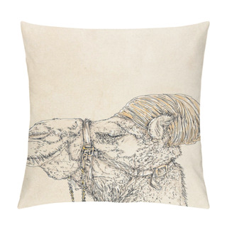 Personality  A Camel With A Turban ,a Humanized Realistic Animal, Dressed In A Hat Pillow Covers