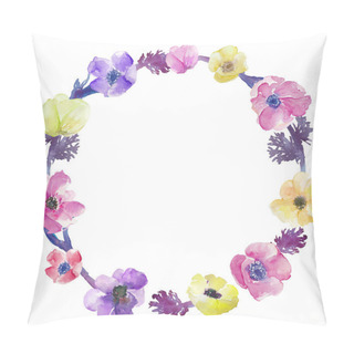 Personality  Watercolor Anemones Wreath. Floral Wreath. Watercolor Wreath Pillow Covers