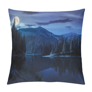 Personality  Pine Forest Near The Mountain Lake At Night Pillow Covers