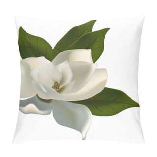 Personality  Single Magnolia Flower Isolated On White Pillow Covers