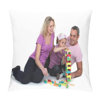 Personality  Family Playing With Building Blocks Pillow Covers