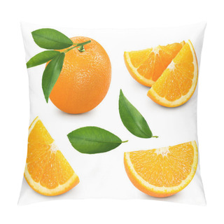 Personality  Orange Collection. Orange Isolated On White Background. Orange Set Macro. With Clipping Path Pillow Covers