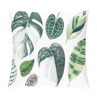 Personality  Tropical Leaves Watercolor Hand Drawn Set With Monstera, Anthurium, Fittonia Greenery. Clipart For Wedding Invitations, Save The Date Cards, Birthday Cards, Stickes. Pillow Covers