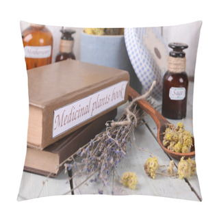 Personality  Medicinal Plants Book With Dried Herbs Pillow Covers