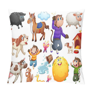 Personality  Set Of Different Nursery Rhyme Character Isolated On White Background Illustration Pillow Covers