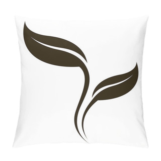 Personality  Vector  Stylized Tea Leaf Silhouette Isolated On White Pillow Covers