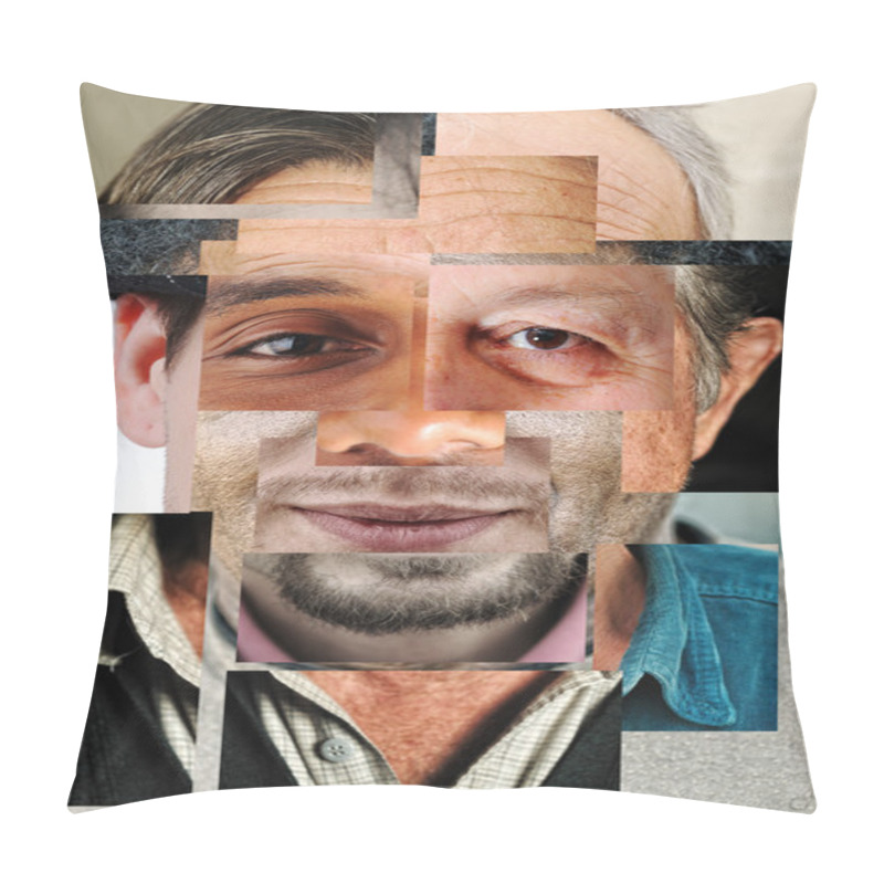 Personality  Human face made of several different , artistic concept collage pillow covers