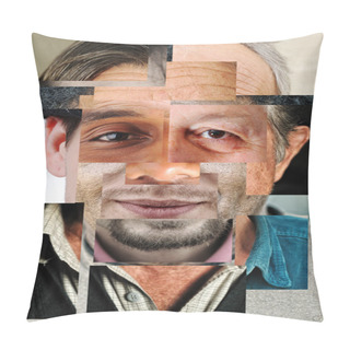 Personality  Human Face Made Of Several Different , Artistic Concept Collage Pillow Covers