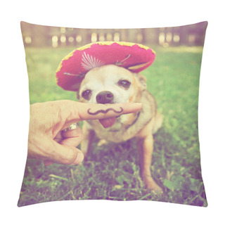 Personality  Chihuahua With Mustache Finger Pillow Covers