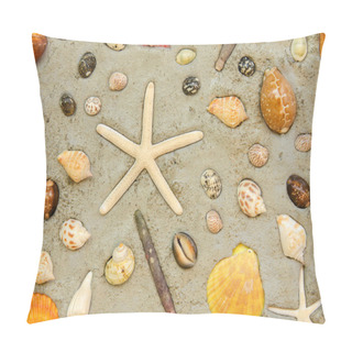 Personality  Starfish And Shells To Decorate On Cement Wall Pillow Covers