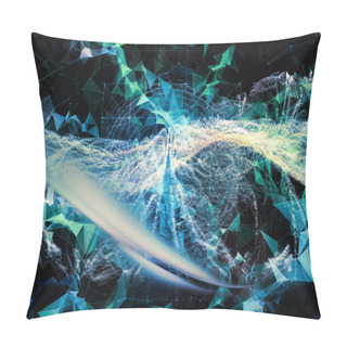 Personality  Digital Dreams Series. Background Design Of Technology Background With Virtual Visualization Components  On The Subject Of Science, Education, Computers And Modern Technology Pillow Covers