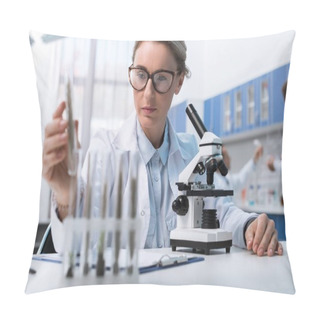 Personality  Chemist Working With Test Tube Pillow Covers