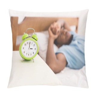 Personality  Black Man In Bed Suffering From Insomnia And Sleep Disorder Pillow Covers