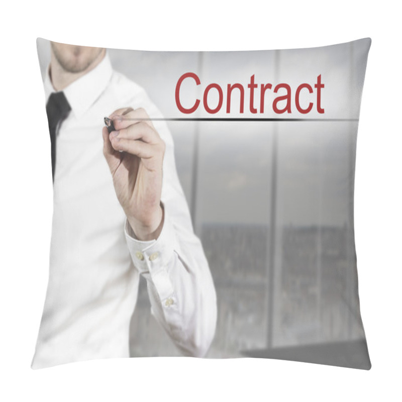 Personality  Businessman Writing Contract In The Air Pillow Covers