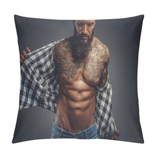 Personality  Tattooed Male Taking Off His Shirt Pillow Covers