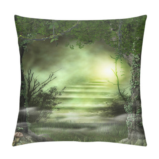 Personality  Forest Path Stairs To A Heavenly Light Pillow Covers