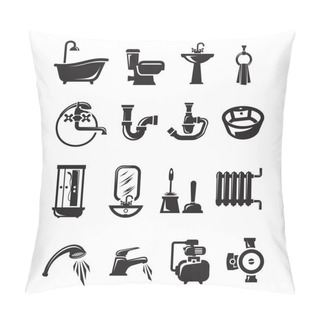 Personality  Plumbing Icons. Vector Format Pillow Covers
