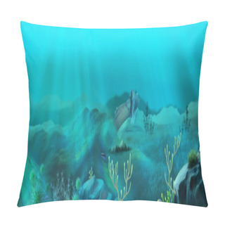 Personality  Underwater Landscape In The Deep Sea. Digital Painting Background, Illustration. Pillow Covers