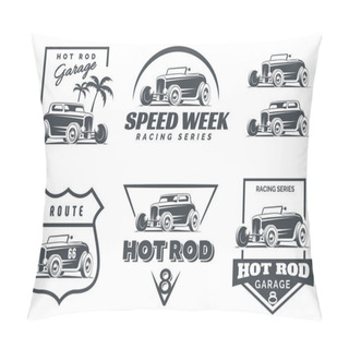 Personality  Set Of Hot Rod Logo, Emblems And Icons. Pillow Covers