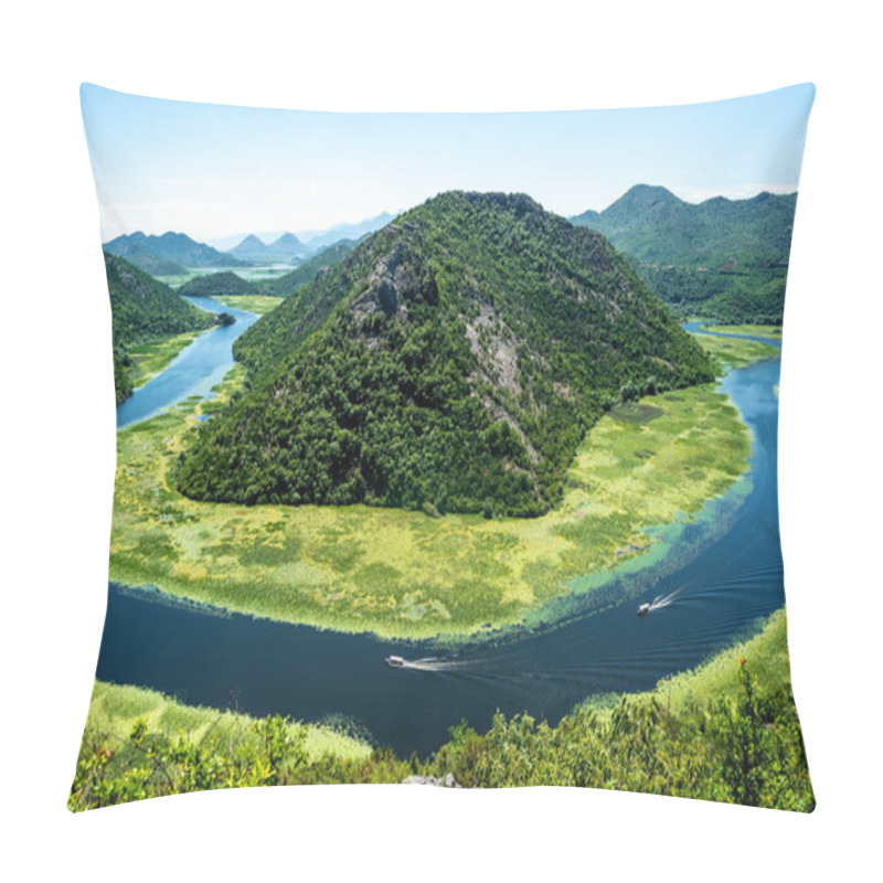 Personality  Landscape Of Blue Curved Crnojevica River And Mountains In Montenegro Pillow Covers