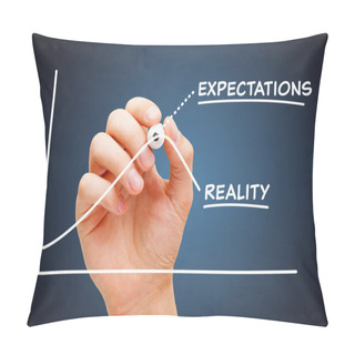 Personality  Hand Drawing Concept About The Disappointment When Reality Doesn't Meet Expectations. Pillow Covers