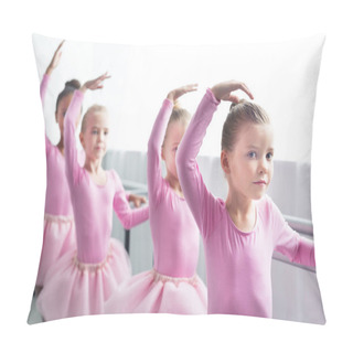 Personality  Beautiful Kids In Pink Tutu Skirts Dancing In Ballet School Pillow Covers
