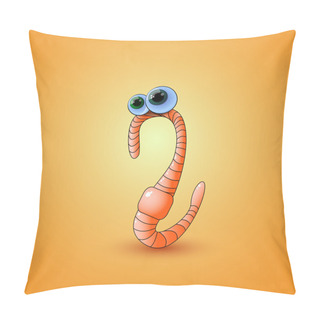 Personality  Cartoon Earthworm. Vector Illustration. Pillow Covers