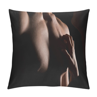 Personality  Cropped View Of Seductive Couple Hugging Together, Isolated On Black With Backlight Pillow Covers