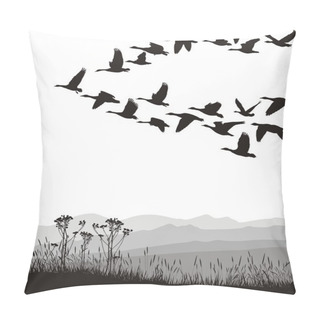 Personality  Migrating Geese In The Spring And Autumn Pillow Covers