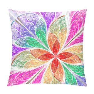 Personality  Beautiful Multicolored Fractal Flower In Stained Glass Window St Pillow Covers