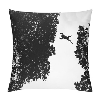 Personality  A Monkey Jumps Between Trees In Ella, Sri Lanka Pillow Covers