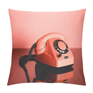 Personality  Living Coral Vintage Rotary Telephone. Pantone Color Of The Year 2019 Concept Pillow Covers