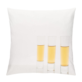 Personality  Three Shots With Alcohol In Row Isolated On White Pillow Covers