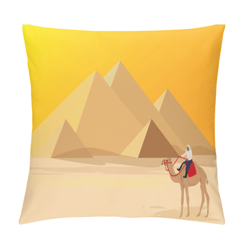 Personality  Camel in Sahara Desert color vector illustration pillow covers