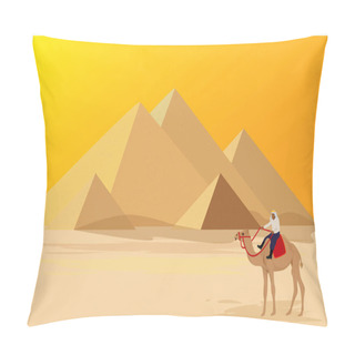 Personality  Camel In Sahara Desert Color Vector Illustration Pillow Covers