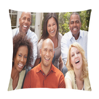 Personality  Diverse Group Of Friends Talking And Laughing. Pillow Covers