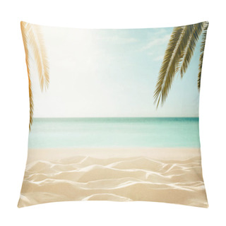 Personality  Empty, Defocused Tropical Beach Background With Copy Space Pillow Covers