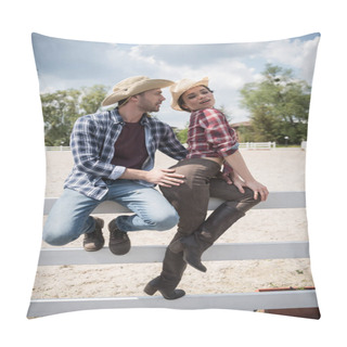 Personality  Passionate Couple In Cowboy Hats Pillow Covers