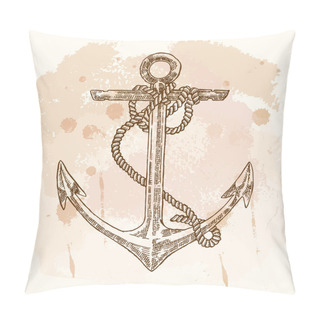 Personality  Hand Drawn Anchor On Vintage Background. Vector Sketch Pillow Covers