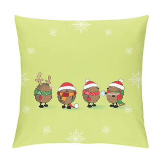 Personality  Cute Looking Christmas Hedgehogs Pillow Covers