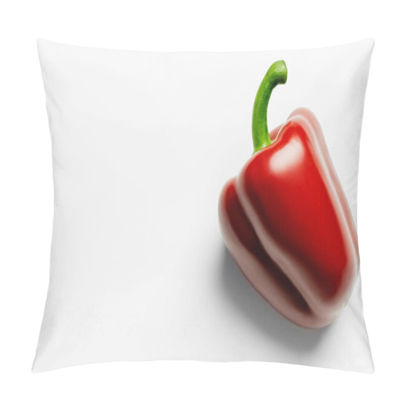 Personality  Top View Of Ripe Paprika On White Background  Pillow Covers